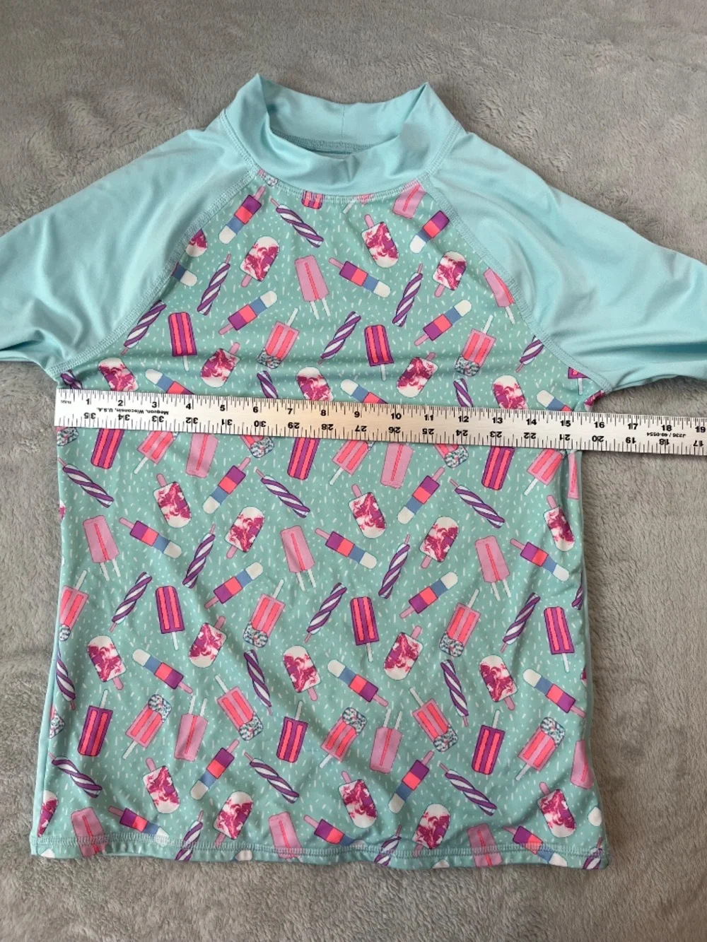 Lands' End Girls XL 14S 16S Long Sleeve Rash Guard Slim Swim Shirt Popsicles